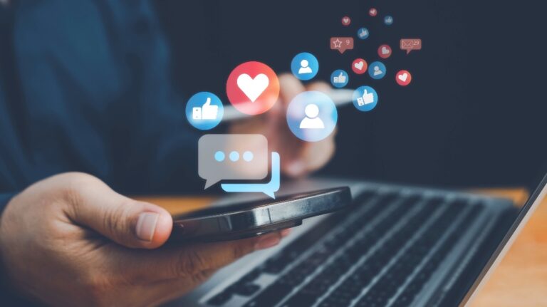 Person on phone looking at social media