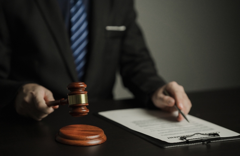 Lawyer is reviewing documents